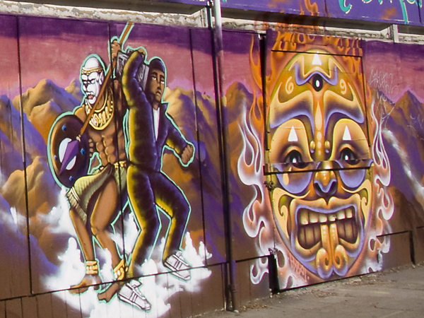 Diety with Flames Oakland Mural Art