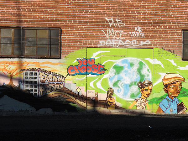 Graf by the tracks, Prison Factories, You choose, Oakland Rejuvenation Project
