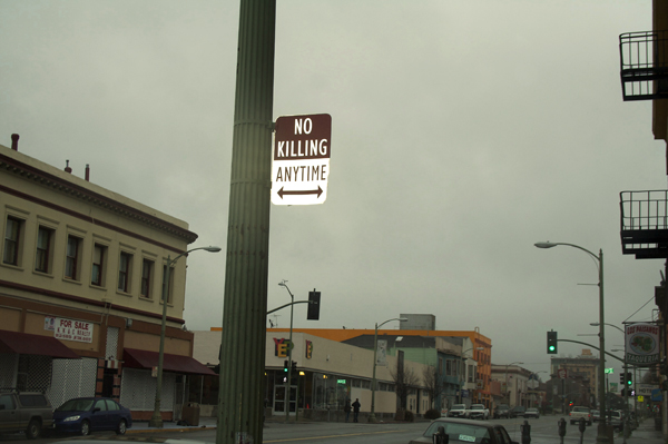 oakland graffiti, no killing signs, no killing anytime