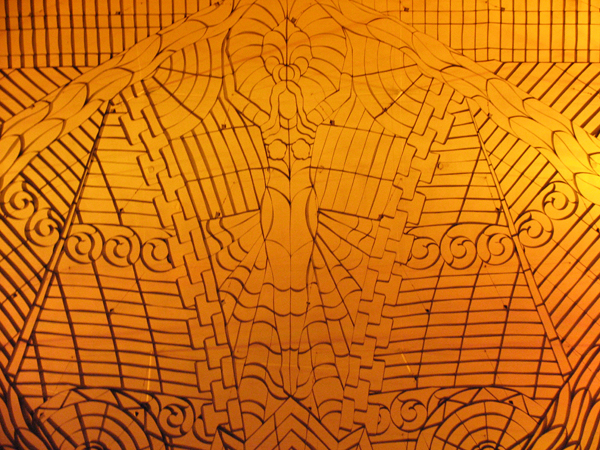 isis holding sun, art deco silver fin