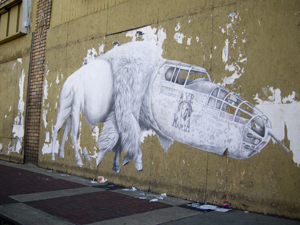 hail mary, giant wheat paste, east bay street art