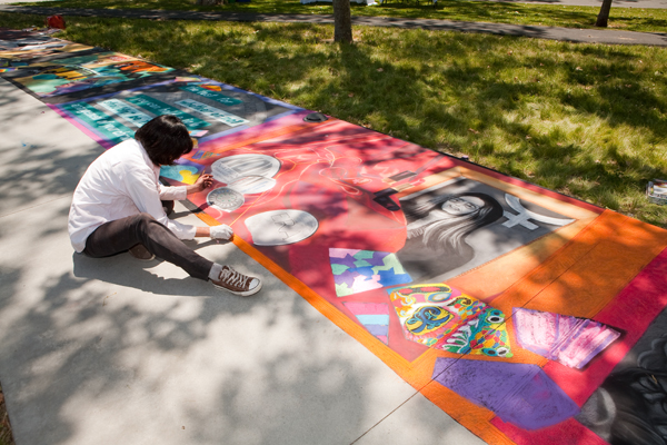 Students work on Walk of Honor mills college walk of honor