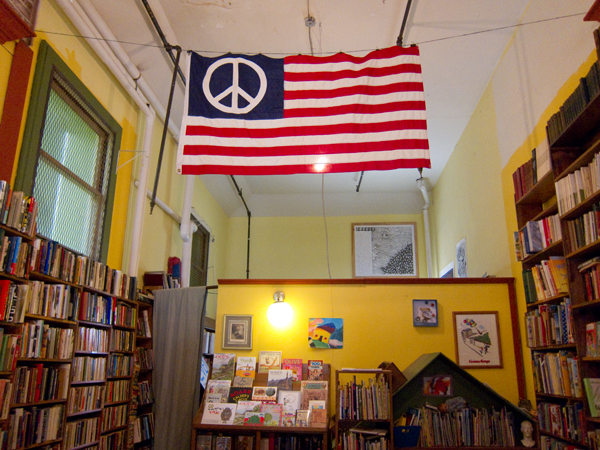 flag with peace symbol, radical politics