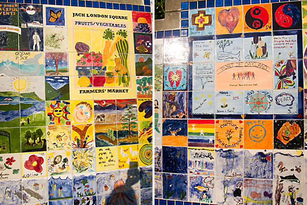 tiles painted by children, hand painted tiles, oakland peace mural