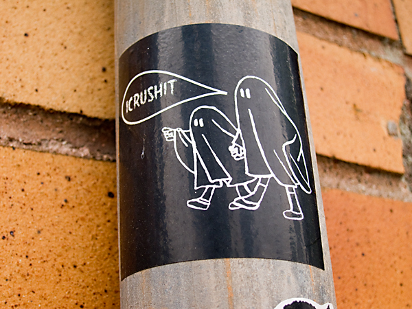 east bay sticker art, black white stickers, trick or treaters