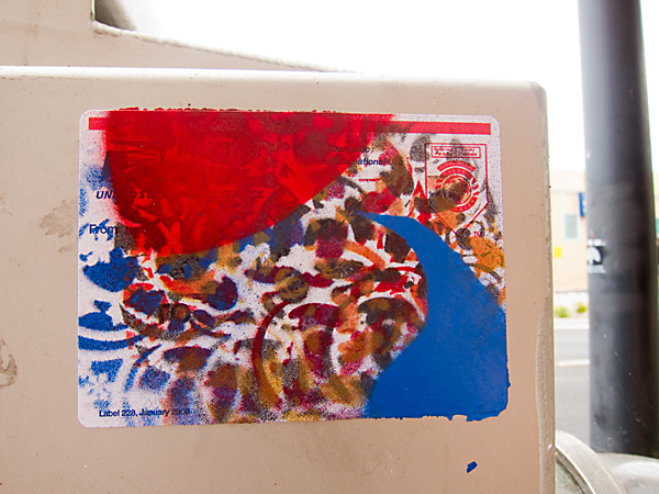 stenciled stickers, USPS stickers, painted sticker art, east bay graffiti stickers