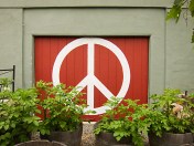 Painted peace sign on garage, peace signs oakland