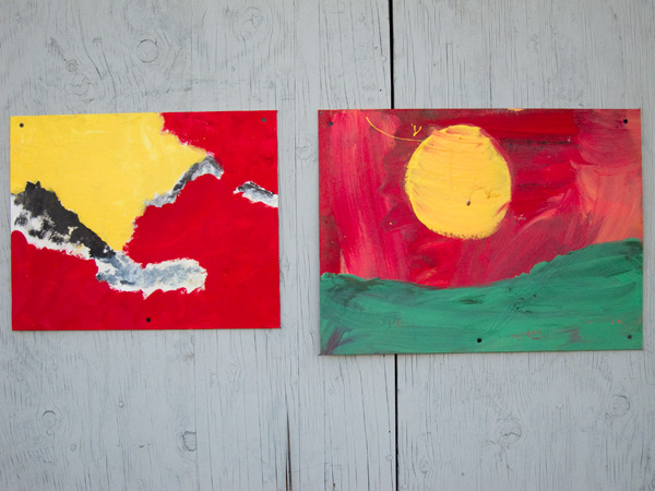 abstract primary paintings, abstract landscape paintings, oakland guerilla art