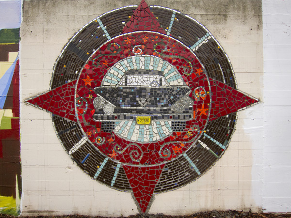 vintage car mosaic, mosaic institute, jingletown murals, oakland murals