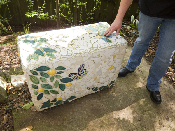 Saundra Warren tiles, garden table